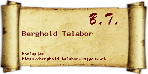 Berghold Talabor névjegykártya